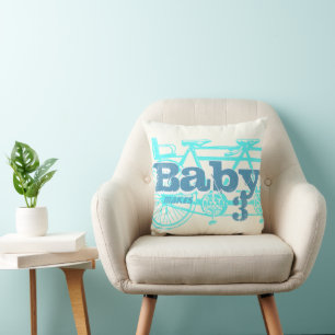 Vintage Bicycle Baby Seat Aqua Baby Boy Pillow