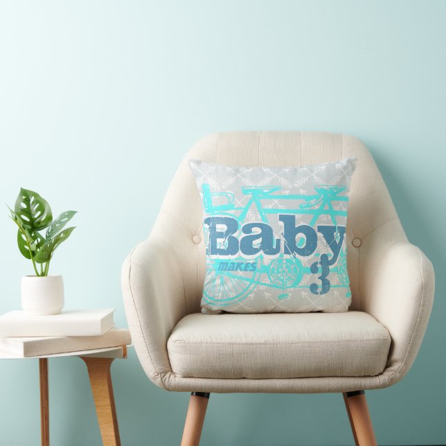 Vintage Bicycle Baby Seat Aqua Baby Boy Pillow (Chair)