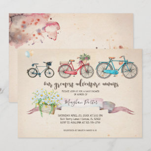 Vintage Bicycle Baby Shower Invitation