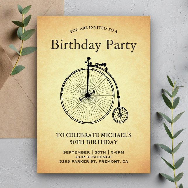 Vintage Bicycle Birthday Party Invitation (Creator Uploaded)
