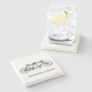 Vintage Bicycle Built For Two / Tandem Bike Stone Coaster