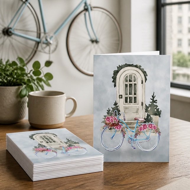 Vintage Bicycle Cruiser with Flowers Note Card (Creator Uploaded)