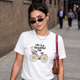 Vintage Bicycle Daisy Floral Inspirational Ride T-Shirt