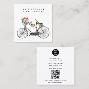 Vintage Bicycle Flowers Birds Event Planner Square Business Card