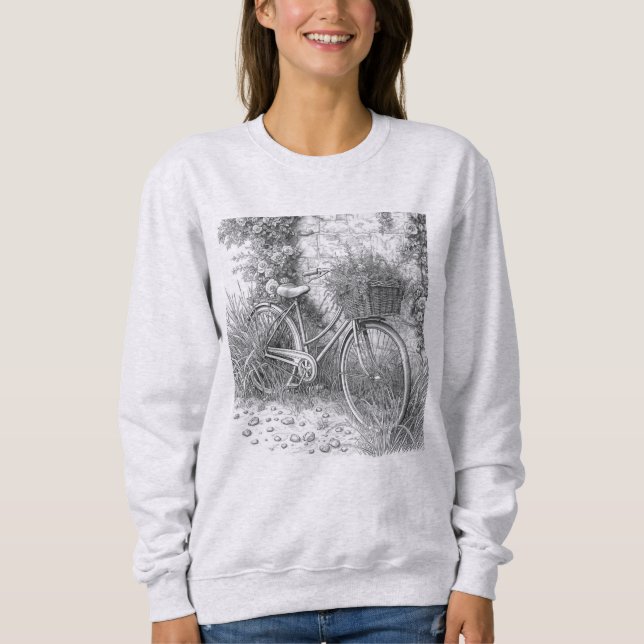 Vintage Bicycle Garden Sketch Sweatshirt (Front)