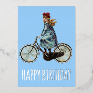 Vintage Bicycle girl - Birthday