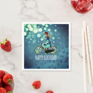 Vintage Bicycle girl - Birthday Napkin