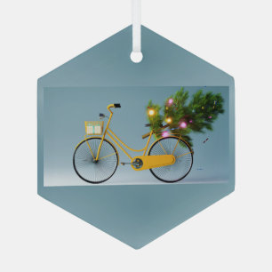 Vintage Bicycle  Glass Tree Decoration