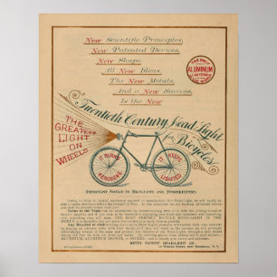 Vintage Bicycle Head Light Magazine Ad Art Poster