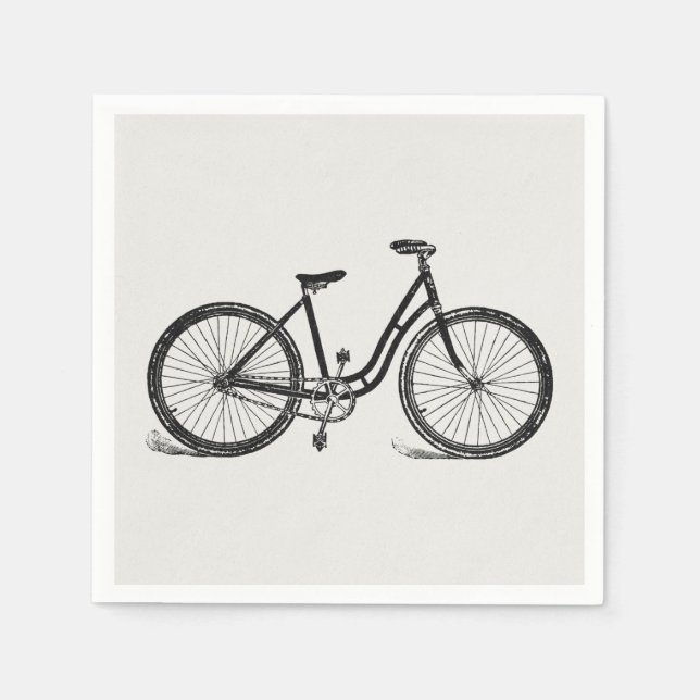 Vintage Bicycle Illustration Art Napkin (Front)