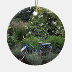 Vintage Bicycle in Garden Ceramic Tree Decoration