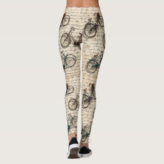 Vintage bicycle letters leggings