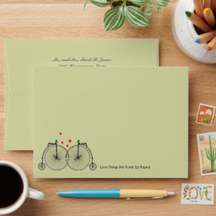 Vintage Bicycle Love Wedding Invitation Envelopes
