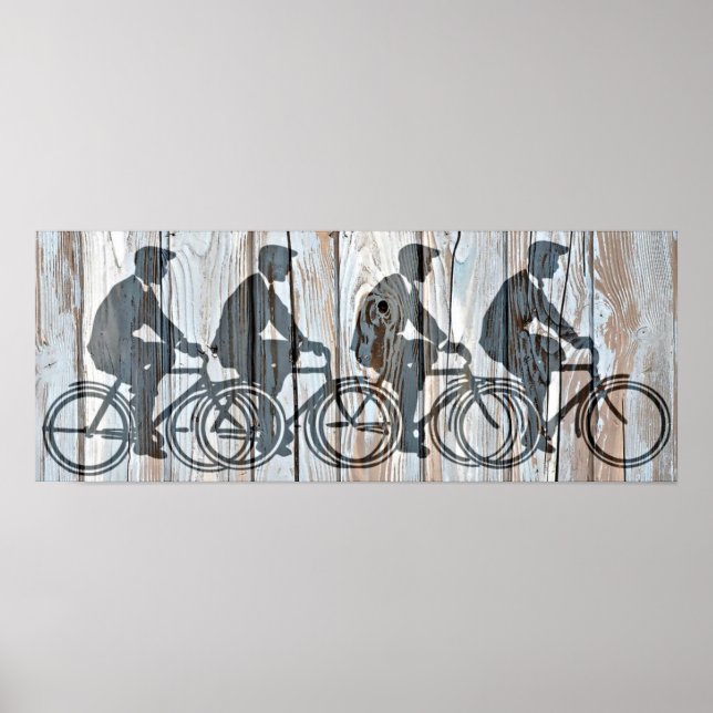Vintage Bicycle Men Rustic Wooden Board Wall Art (Front)