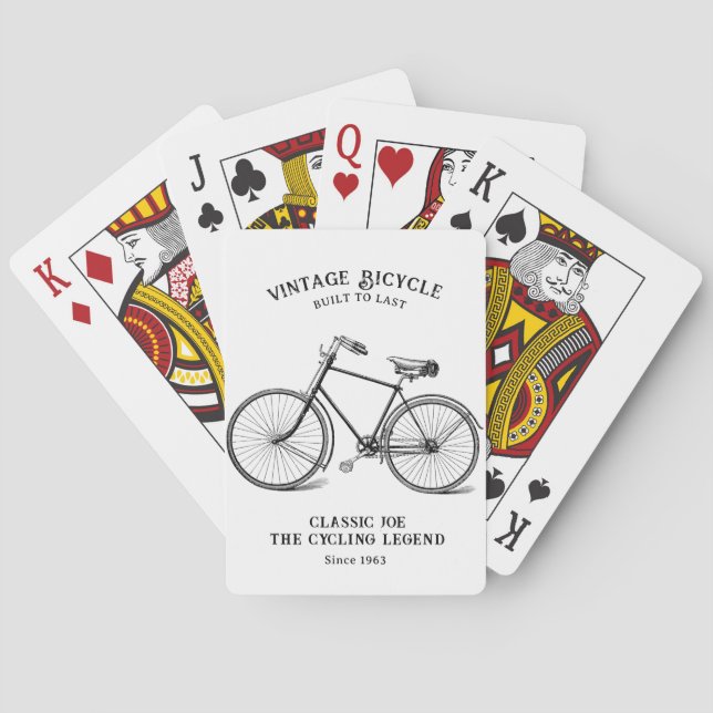 Vintage Bicycle Name Birth Year Custom  Playing Cards (Back)