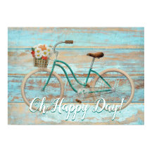 Vintage Bicycle Oh Happy Day Poster Print