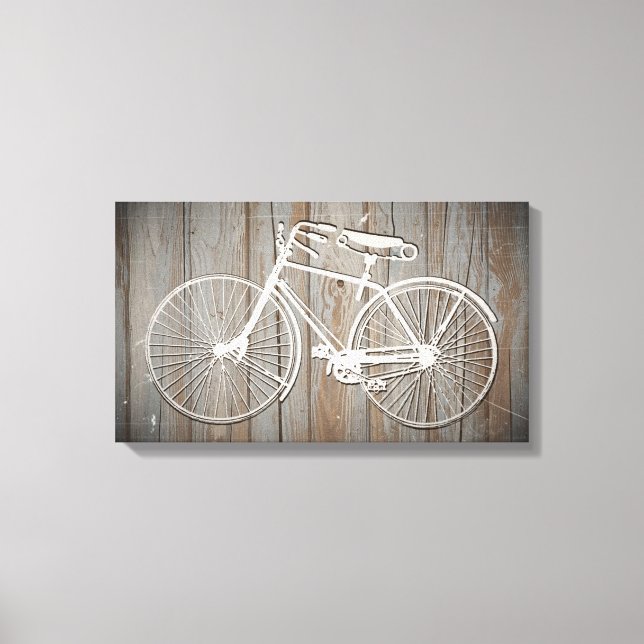 Vintage Bicycle on Rustic Wooden Board Wall Art (Front)