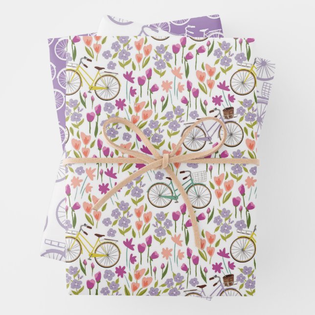 Vintage Bicycle Pattern Wrapping Paper Sheet (In situ)
