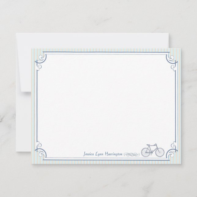 Vintage Bicycle Personalised Flat Note Cards (Front)