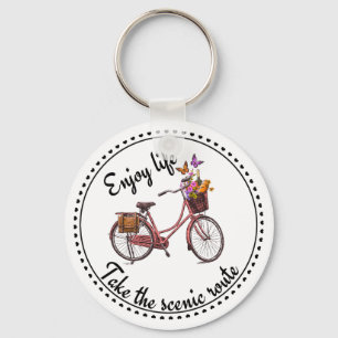 Vintage Bicycle Quote Key Ring