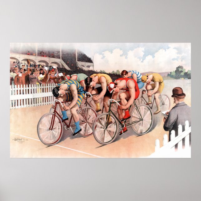 Vintage Bicycle Race Scene Poster (Front)