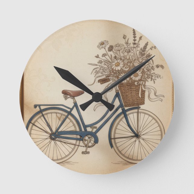 vintage bicycle round clock (Front)