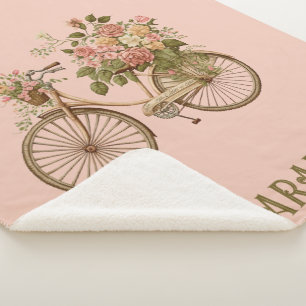 Vintage Bicycle Sherpa Blanket