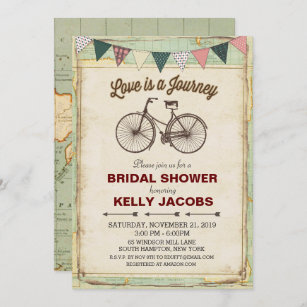 Vintage Bicycle Travel Bridal Shower Invitation