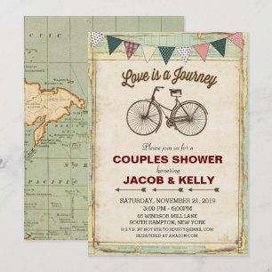 Vintage Bicycle Travel Couples Shower Invitation