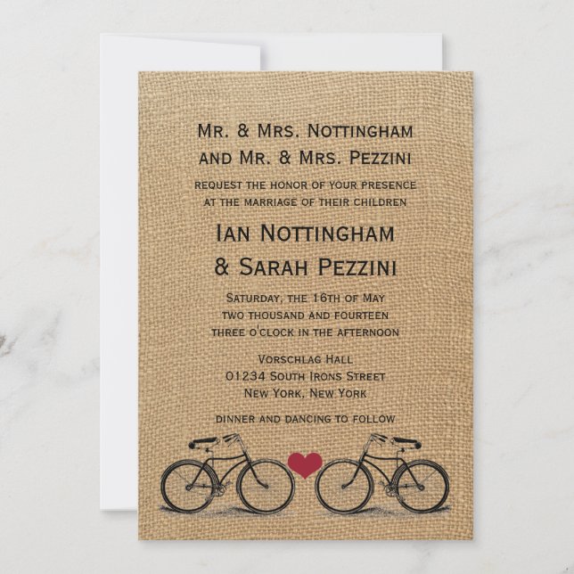 Vintage Bicycle Wedding Invitations (Front)