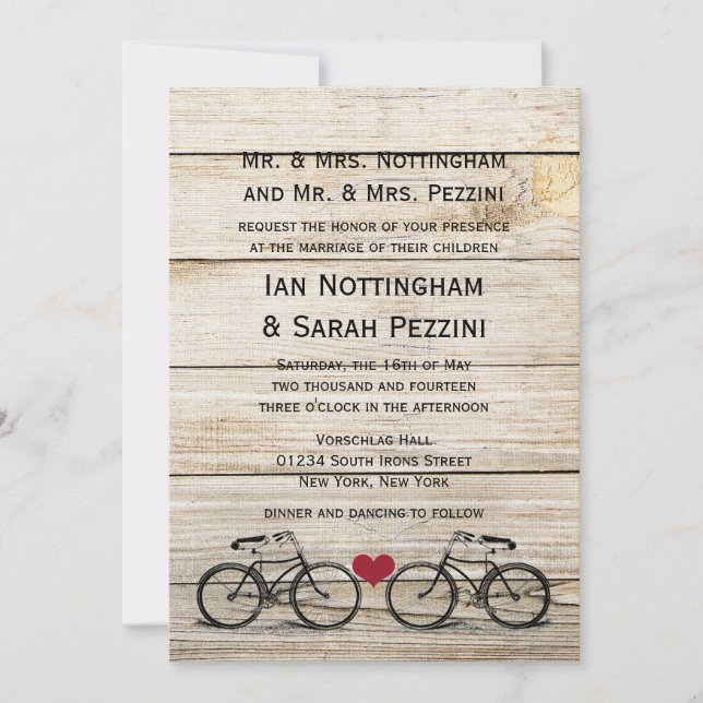 Vintage Bicycle Wedding Invitations (Front)