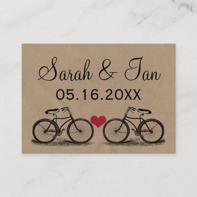 Vintage Bicycle Wedding Place Cards (Front)