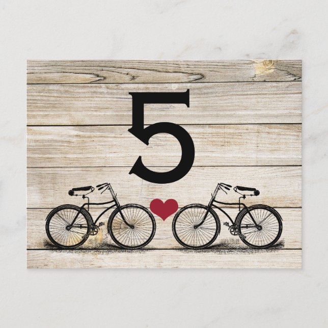 Vintage Bicycle Wedding Table Numbers Postcard (Front)
