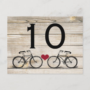 Vintage Bicycle Wedding Table Numbers Postcard