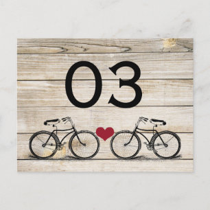 Vintage Bicycle Wedding Table Numbers Postcard