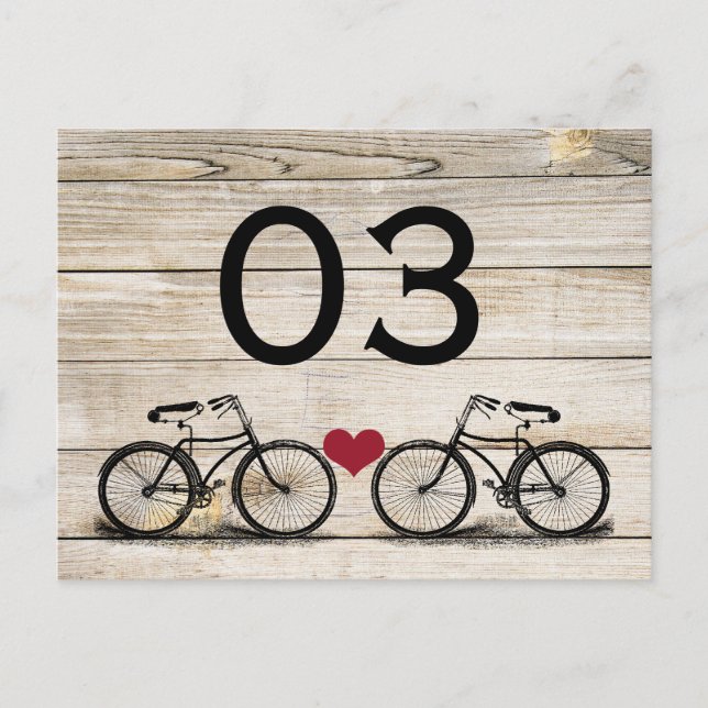Vintage Bicycle Wedding Table Numbers Postcard (Front)