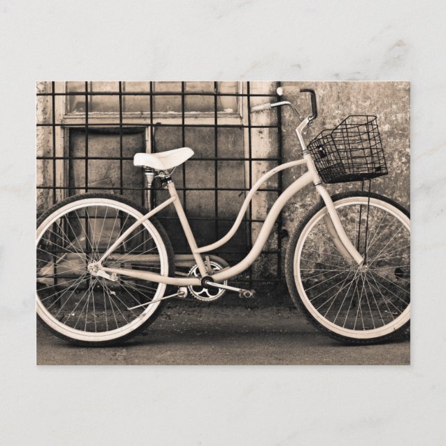 Vintage Bicycle With Basket Postcard (Front)