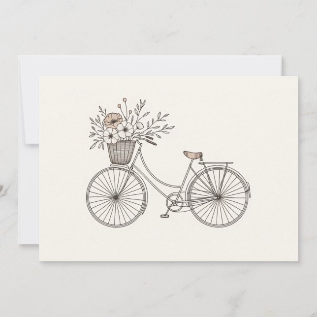 Vintage Bicycle with Blooming Basket Invitation (Front)