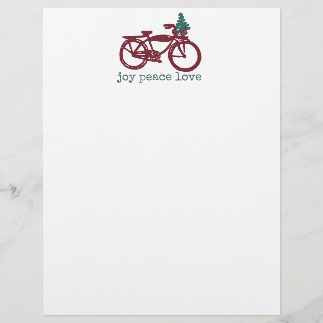 Vintage bicycle with Christmas tree design Custom Letterhead (Front)