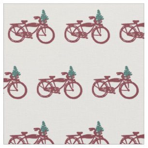 Vintage bicycle with Christmas tree design Fabric