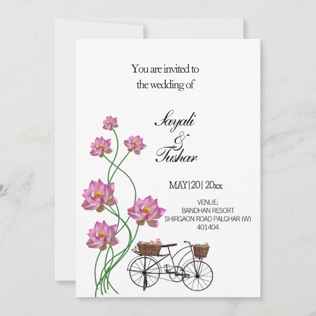 Vintage Bicycle With Flowers  Invitation (Front)