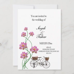 Vintage Bicycle With Flowers  Invitation