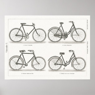 Vintage Bicycles Art Meyers Konversations Lexikon Poster