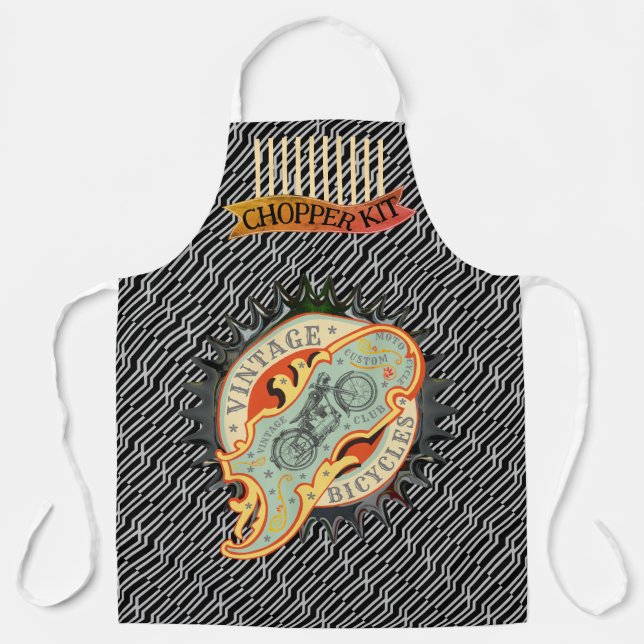 Vintage Bicycles Exhaust Pipe Pattern Apron (Front)