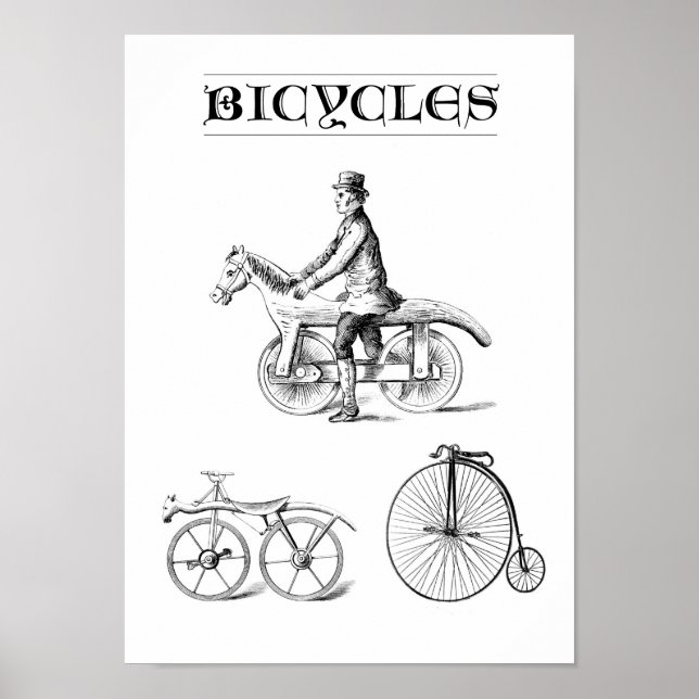 Vintage Bicycles Poster (Front)