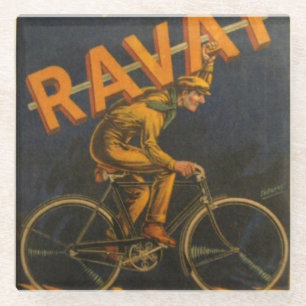 Vintage Bicycles Ravat Poster as Coaster