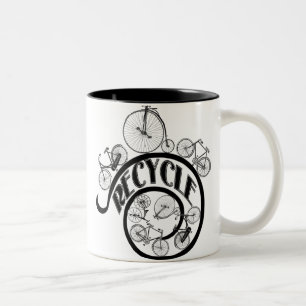 Vintage Bicycles Recycle Apparel and Gifts Two-Tone Coffee Mug