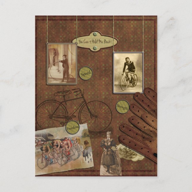 Vintage Bicycling Scrapbook Postcard (Front)