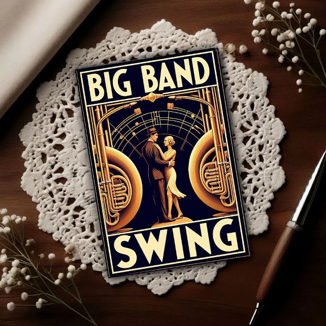 Vintage Big Band Swing Dance Poster Postcard (Creator Uploaded)