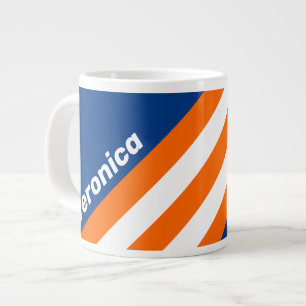 Vintage Big City Stripes with Name Large Coffee Mug